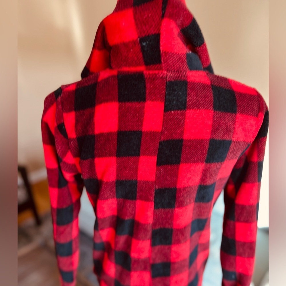 Totally Pink Buffalo Plaid Fleece Hooded Onesie Buffalo Women’s Size Large - Picture 12 of 15